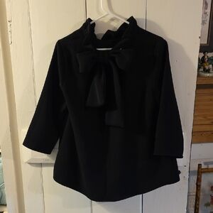 Pomander Place Black Boxy Tie Front Blouse